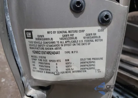 2004 Chevrolet Tahoe Ls from USA, damaged, VIN 1GNEC13V74R240441